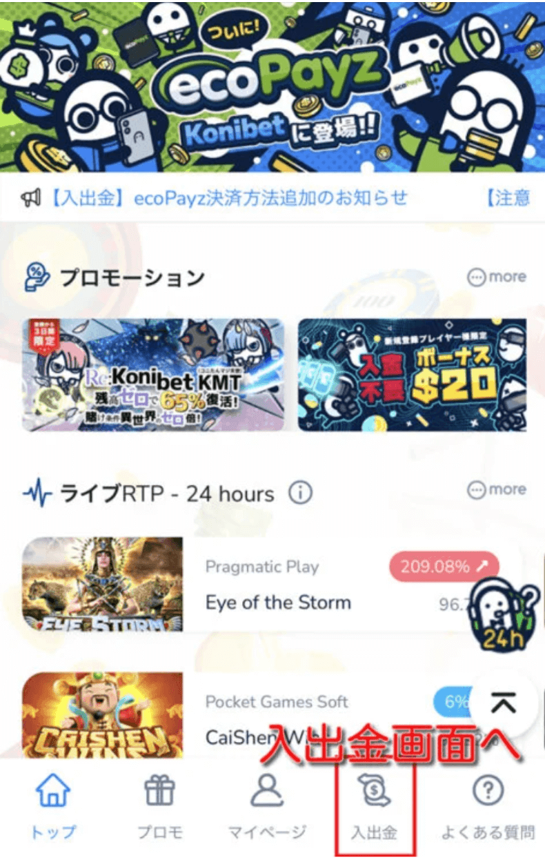 18 オンラインカジノからPayz(ペイズ)に出金する方法 1